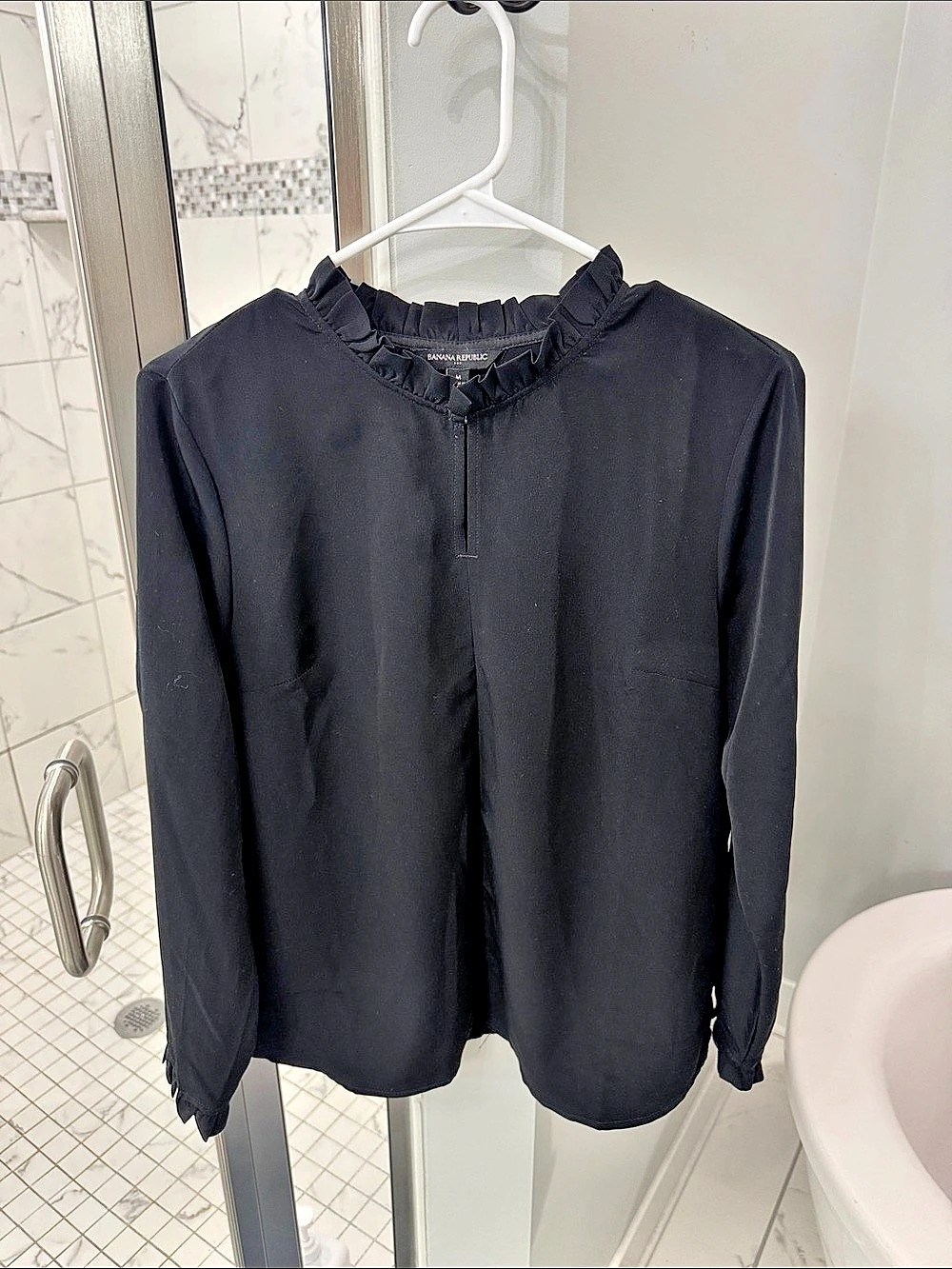 Banana Republic Black Ruffle Collar Blouse